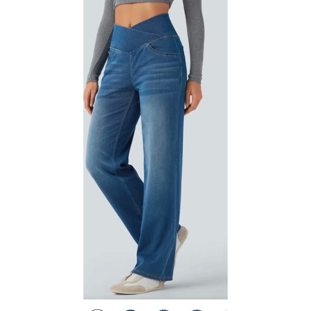 Halara Flex Crossover High Waisted Tummy Control Straight Leg Pants M Petite NWT
